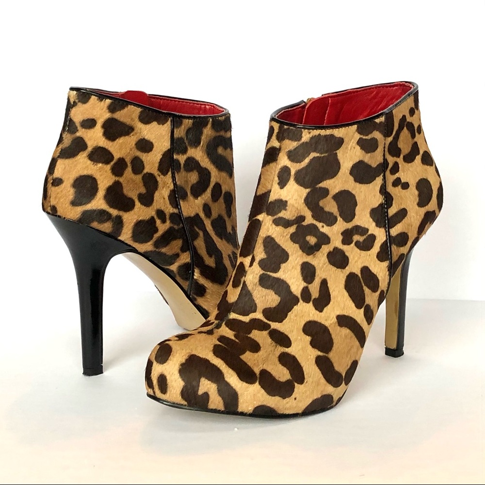 Nine West Calf Hair Leopard Print Booties Boots
